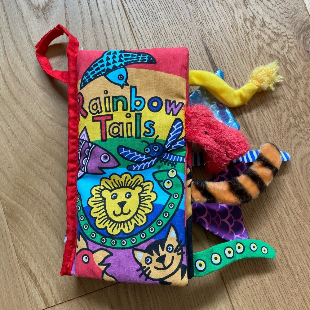 Colorful Jellycat Rainbow Tails Soft Book